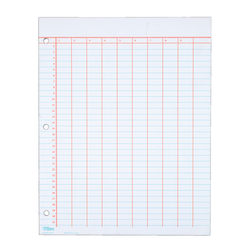 TOPS® Data Pad, 9 Column & Summary, 3-Hole Punched, 25 Sheets, White