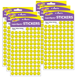 TREND SuperSpots Stickers, Yellow Smiles, 800 Stickers Per Pack, Set Of 8 Packs