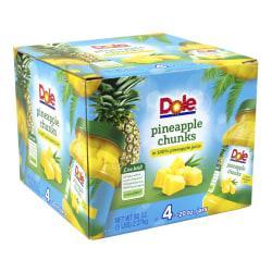 Dole Pineapple Chunks in 100% Juice, 20 Oz, Pack Of 4 Jars