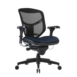 WorkPro® Quantum 9000 Series Ergonomic Mesh/Antimicrobial Vinyl Adjustable-Back Office Chair, Black/Navy, BIFMA Compliant