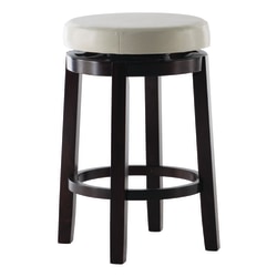 Linon Alice Backless Faux Leather Swivel Counter Stool, Rice/Brown