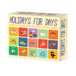 2025 Willow Creek Press Daily Desk Box Calendar, Humor & Comics, 5-1/2" x 6-1/4", Holidays for Days, January To December, 40874