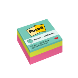 Post-it® Notes Cube, 3" x 3", Assorted Brights, Pack Of 1 Cube