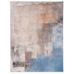 Linon Washable Area Rug, 3' x 5', Durand Beige/Blue