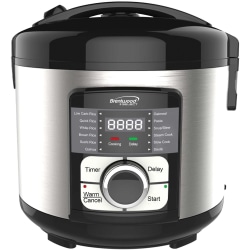 Brentwood 800W 12-Function Stainless Steel Multicooker, 7 qt, Black