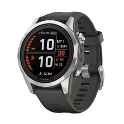 Garmin fenix 7S Pro Solar Edition Smartwatch, Silver/Graphite
