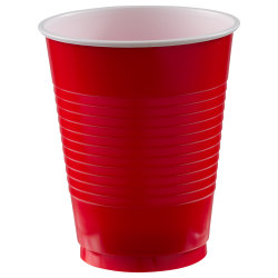 Amscan Plastic Cups, 18 Oz, Apple Red, Set Of 150 Cups
