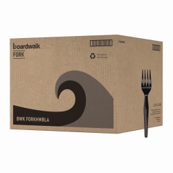 Boardwalk® Heavyweight Polystyrene Cutlery, Fork, 6-3/4", Black, Carton Of 1,000 Pieces