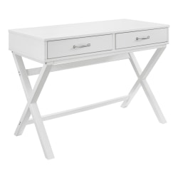 Linon Frances 42"W Home Office Desk with Drawers, White