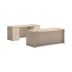HON Mod Executive Workstation With Desk And Credenza, Desert Oak