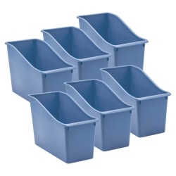 Teacher Created Resources Plastic Book Bins, 7-1/2"H x 11-3/8"W x 5-1/2"D, Slate Blue, Pack Of 6 Bins