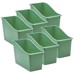 Teacher Created Resources Plastic Book Bins, 7-1/2"H x 11-3/8"W x 5-1/2"D, Eucalyptus Green, Pack Of 6 Bins