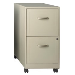 Realspace® 18"D Vertical 2-Drawer Mobile File Cabinet, Metal, Stone