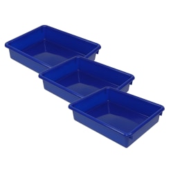 Romanoff Products Stowaway Letter Trays, 3"H x 10-1/2"W x 13"D, Blue, Pack Of 3 Trays