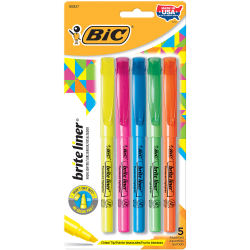 BIC Brite Liner Highlighters Pocket Style, Chisel Point, Assorted, 5-Pack