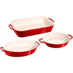 Staub 3-Piece Baking Dish Set, Mixed, Cherry