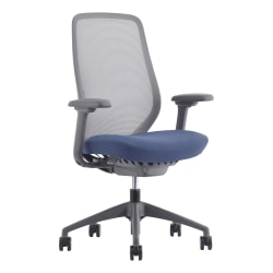 WorkPro® 6000 Series Multifunction Ergonomic Mesh/Fabric High-Back Executive Chair, Gray Frame/Blue Seat