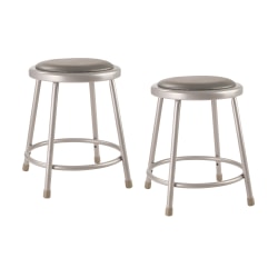 National Public Seating 6400 Series Vinyl-Padded Science Stools, 18"H, Gray, Pack Of 2 Stools