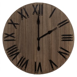 Elegant Designs Handsome Rustic Farmhouse Wood Wall Clock, 21", Restored Wood