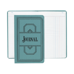 Boorum & Pease® Canvas Account Book, Journal, 16 Lb., 12 1/8" x 7 5/8", 150 Pages, Blue