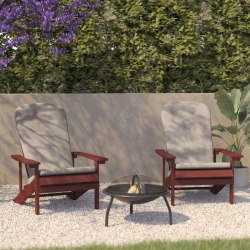 Flash Furniture Charlestown All-Weather Outdoor Furniture Adirondack Chairs With Cushions, Cream/Red, Set Of 2 Chairs