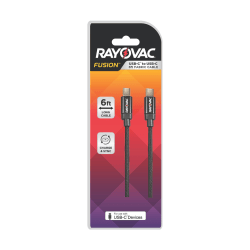 Rayovac USB-C To USB-C Cable, 6', Black, RV2418