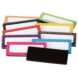 Teacher Created Resources Magnetic Labels, 2-1/2" x 1", Polka Dots, 30 Labels Per Pack, Set Of 2 Packs