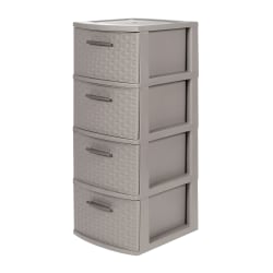 Inval By MQ 32"H 4-Drawer Rattan Storage Cabinet, Taupe