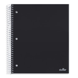 Office Depot® Brand Stellar Poly Notebook, 8-1/2" x 10-1/2", 3 Subject, Wide Ruled, 150 Sheets, Black