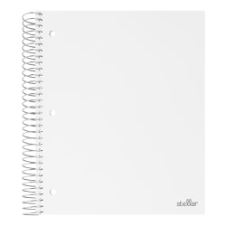 Office Depot® Brand Stellar Poly Notebook, 8-1/2" x 11", 3 Subject, Wide Ruled, 150 Sheets, White