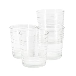 Gibson Home 4-Piece Swirl Double Old-Fashioned Glassware Set, 13.5 Oz, Clear