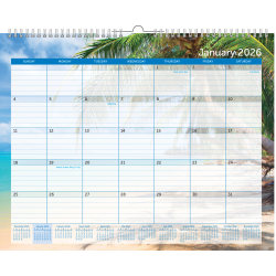2026 Office Depot® Brand Monthly Wall Calendar, 15" x 12", Paradise, January to December