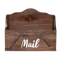 Elegant Designs Homewood Wooden Decorative Envelope-Shaped Desktop Letter Holder, 7-7/8"H x 9-7/8"W x 4-3/4"D, Brown