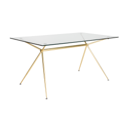 Eurostyle Atos Dining Table, 29-3/4"H x 60"W x 36"D, Matte Brushed Gold/Clear