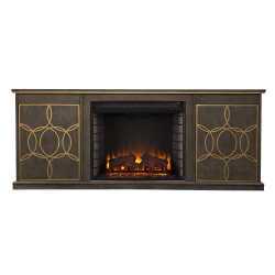 SEI Furniture Yardlynn Electric Fireplace, 24-1/2"H x 60-3/4"W x 15"D, Brown/Gold