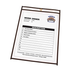 C-Line® Stitched Vinyl Shop Ticket Holders, 5" x 8", Clear, Box Of 25