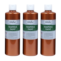 Handy Art Metallic Tempera Paints, 16 Oz, Copper, Pack Of 3 Paints