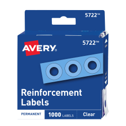 Avery® Hole Reinforcements, Clear, 1,000 Labels (5722)