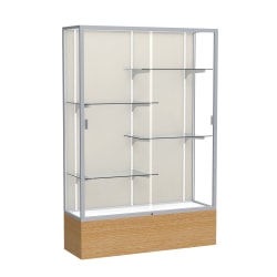 Waddell Reliant 4-Shelf Floor Display Case, 72"H x 48"W x 16"D, Natural Oak Base/Satin Finish