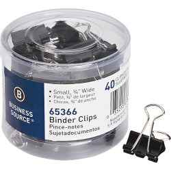 Business Source Small Binder Clips - Small - for Paper, Project, Document - Black - 1 Pack