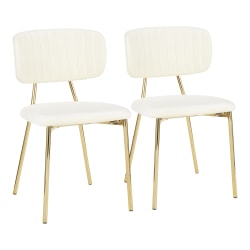 LumiSource Bouton Chairs, Gold/Cream, Set Of 2 Chairs