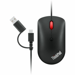 Lenovo ThinkPad USB-C Wired Compact Mouse - Optical - Cable - Raven Black - USB Type C - 2400 dpi - Scroll Wheel - 4 Button(s)