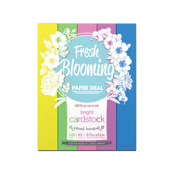 Office Depot® Bright Card Stock, Mixed Bouquet, Letter (8.5" x 11"), 65 Lb, Pack Of 125