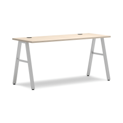 HON Mod 60"W Table Computer Desk, Desert Oak/Silver, HLPL6024DO1ALEGSLV