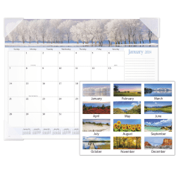 2024 AT-A-GLANCE® Panoramic Landscape Monthly Desk Pad Calendar, 21-3/4" x 17", January To December 2024, 89802