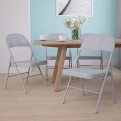 Flash Furniture HERCULES Series Double-Braced Metal Folding Chairs, Gray, Set Of 4 Chairs
