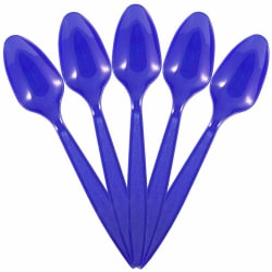 JAM PAPER Big Party Pack of Premium Plastic Spoons, Royal Blue, 100 Disposable Spoons/Box