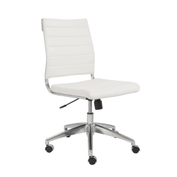 Eurostyle Axel Armless Faux Leather Low-Back Commercial Office Task Chair, White