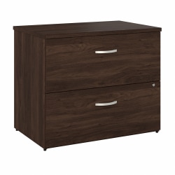 Bush Business Furniture Hybrid 35-2/3"W x 23-1/3"D Lateral 2-Drawer File Cabinet, Black Walnut, Standard Delivery
