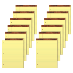 TOPS™ 3-Hole Punched Perforated Writing Pads, 8 1/2" x 11 3/4", Legal Ruled, 50 Sheets, Canary, Pack Of 12 Pads